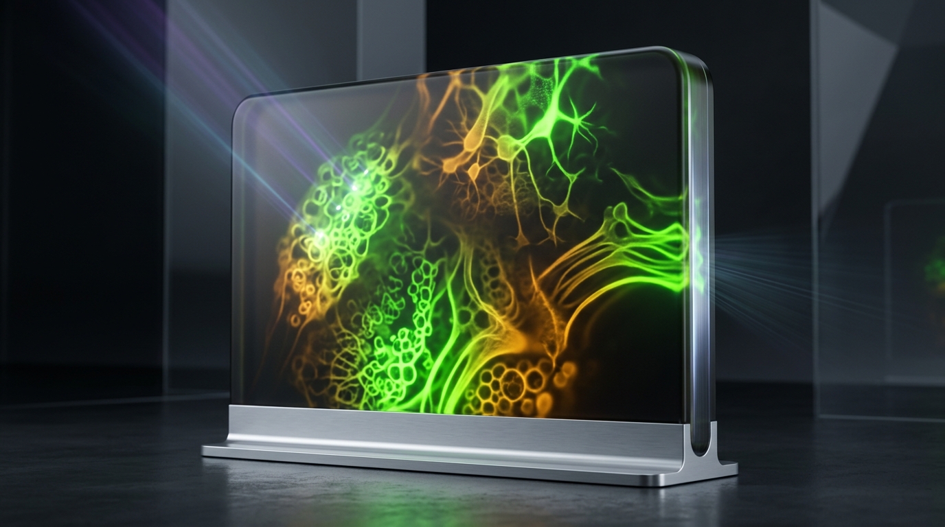 AuREUS Biofluoreszenz in Harz-Matrix unter UV-Licht
